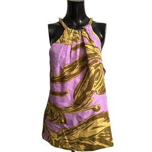 100% Silk, vintage, gold chain accented top from: Milly Size 8